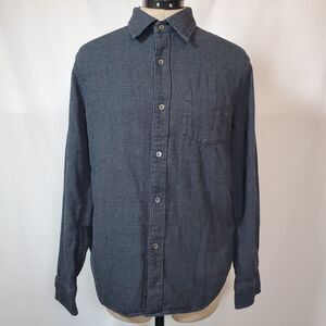 Buck Mason Men’s Button-Down Shirt Small Plaid Cotton Flannel Blue Black Gray